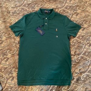 Polo Ralph Lauren: hunter green, PIMA soft touch polo shirt, size medium (NWT)